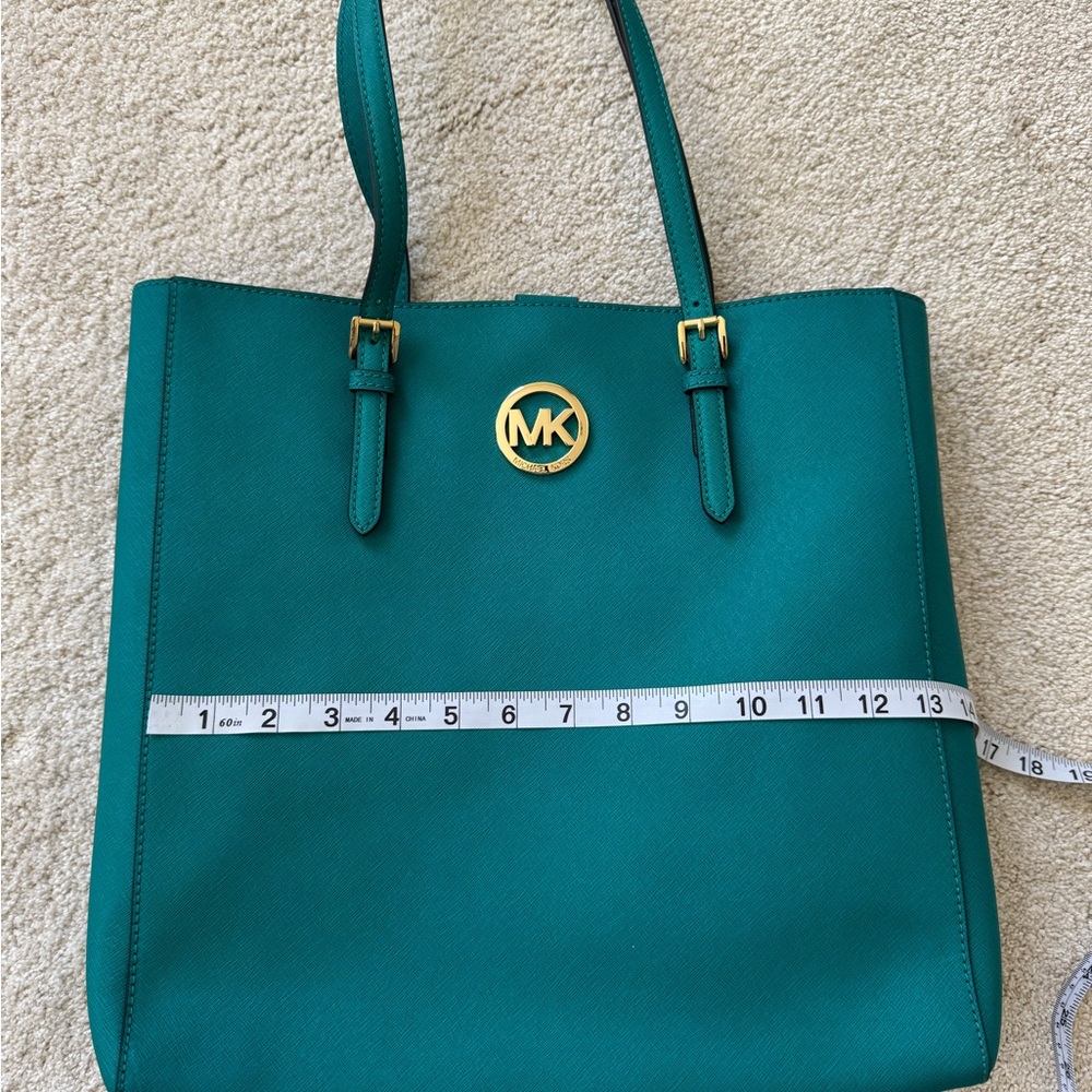 Michael Kors Saffino Leather Tote Bag Teal Teal | Vintage Y2K | Rare